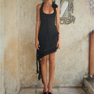 Black chiffon dress with rose